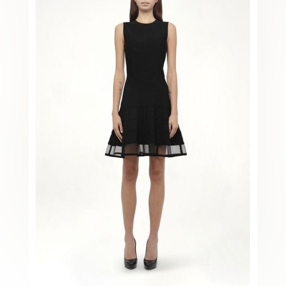New Alexander Mcqueen Black Patchwork Mini Dress … - image 1